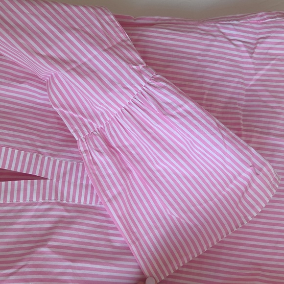 J.Crew Striped Top 2 Cotton Bell Sleeve NWOT Pink and White - Picture 4 of 6